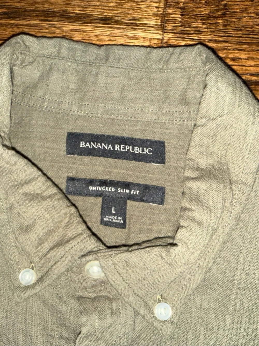 Banana Republic Untucked Fit Button-Up Casual Shirt Olive Green Sz Large